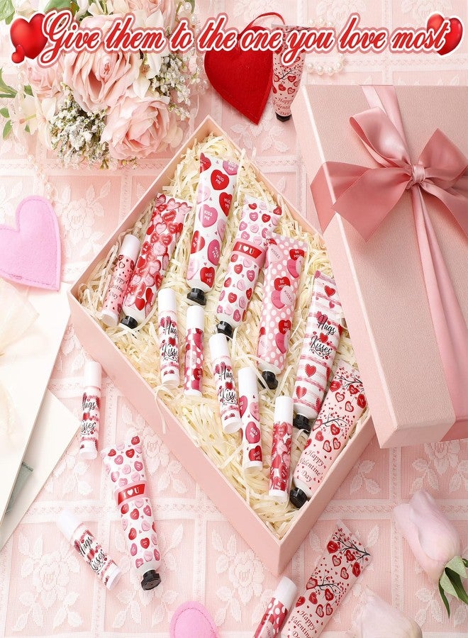 Demissle 18 Sets Valentine's Day Gift Bulk Travel Size Hand Cream and Lip Balm Set Love Candy Lotion Valentine's Galentine's Party Favors for Women Teacher Guest Coworker Bridal Shower - Image 2
